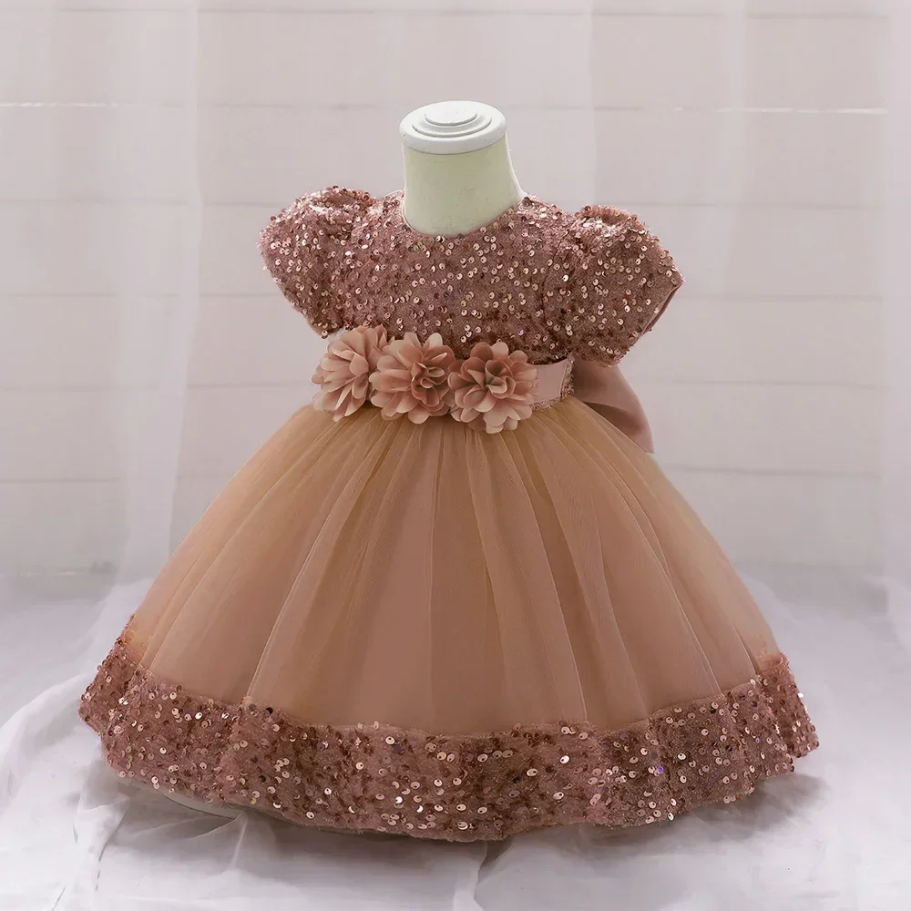 Toddler Girls Elegant Princess Dress Birthday Clothes Bow Cute Baby Baptism Gown Kids Wedding Party Vestidos Christmas Costume