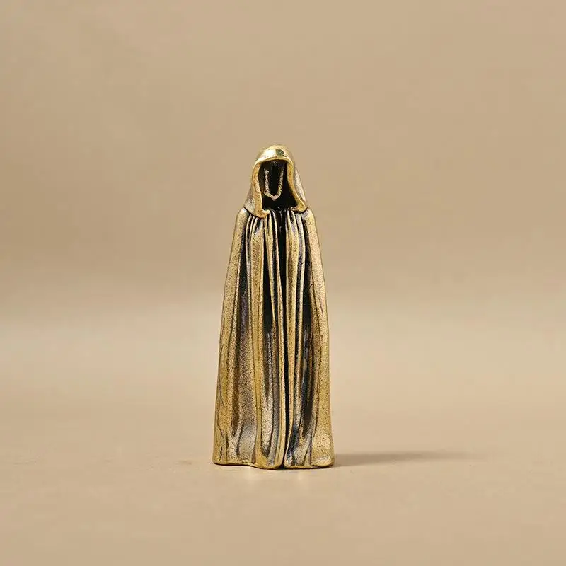 Mini-Schleiermann-Figur ohne Gesicht, Vintage-Messingstatue, kleines Dekorationsstück für das Arbeitszimmer, Schreibtisch, Weihnachtsgeschenk – Detail 7