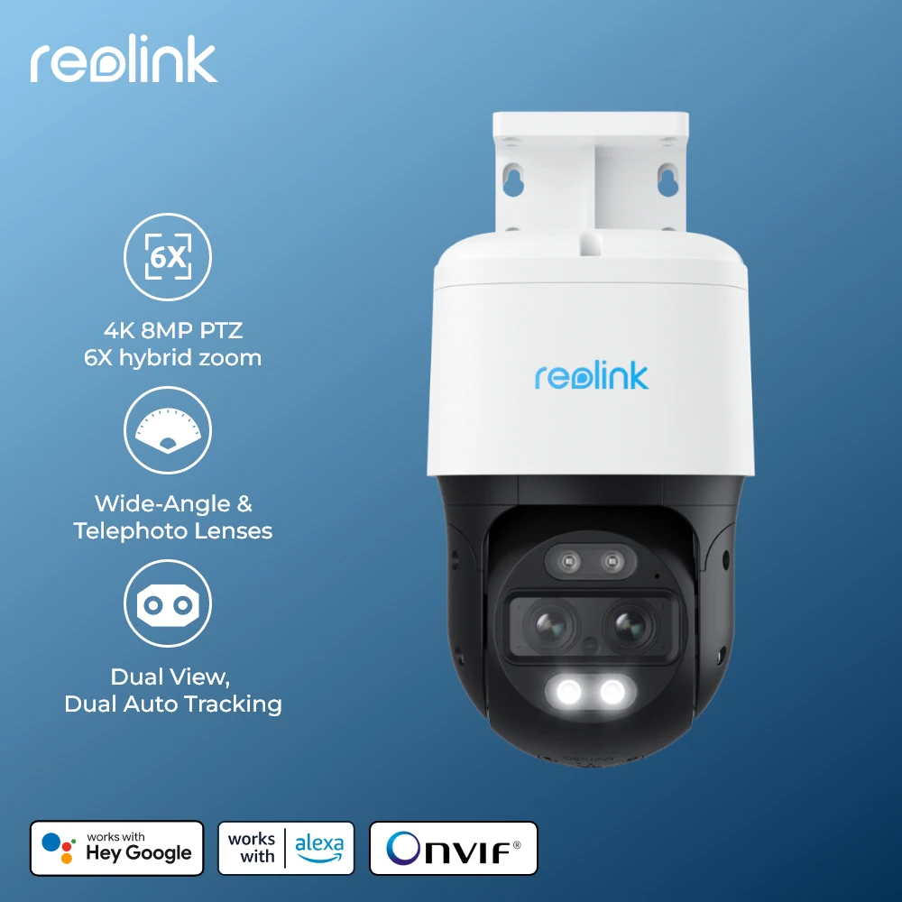 Reolink TrackMix Series Poe & WiFi Camera 4k Dual Lens PTZ Auto Tracking Outdoor Pet Car Human Detection 8MP IP Security Camera