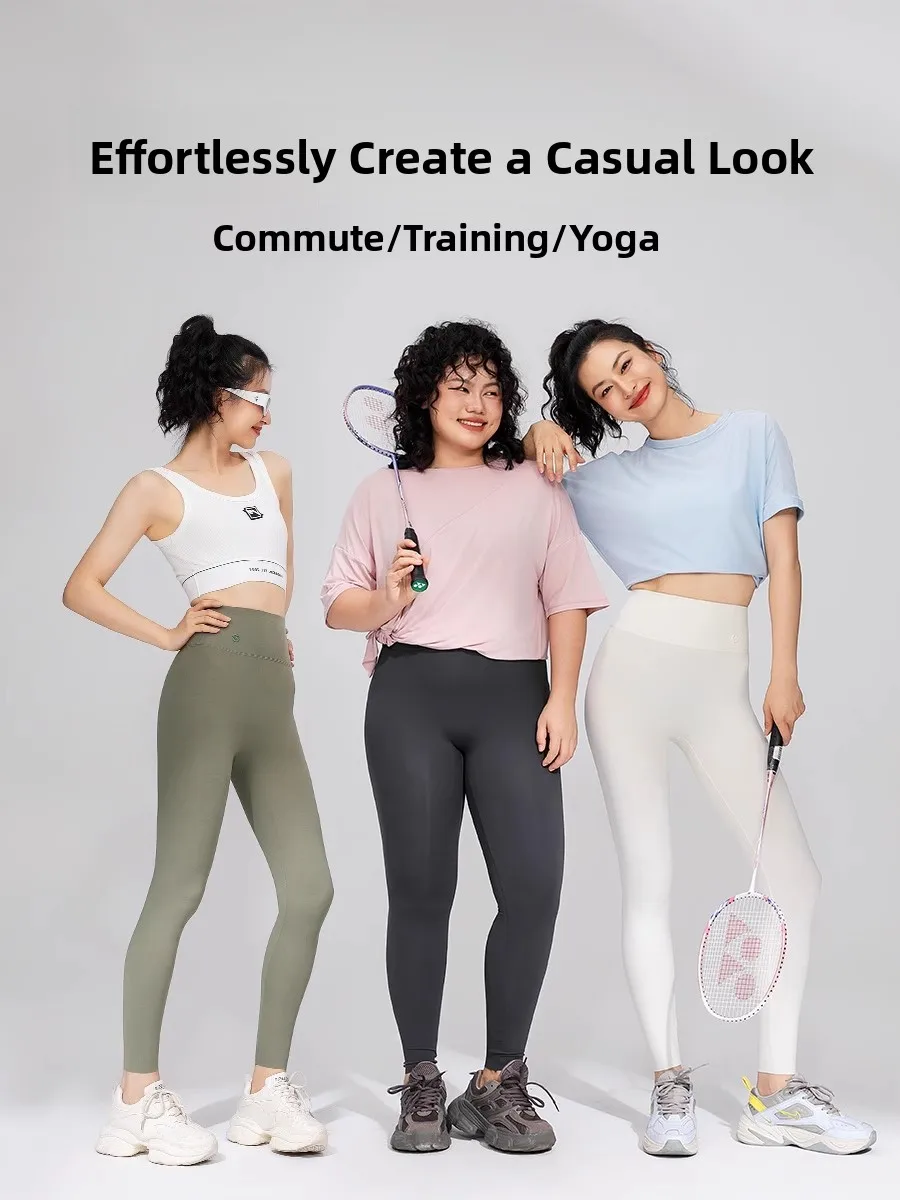 Calças de ioga finas ultramacias femininas verão Sl sensação nua controle de barriga levantamento de bumbum arca calças de pele nove-mates justas...