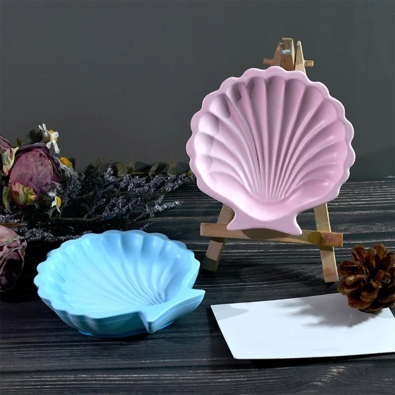 652F Soft Silicone Ocean Shell Designs Tray Mold Flexible Silicone Sea Shell Dish Mold for Creative Crafting and Storage Dish