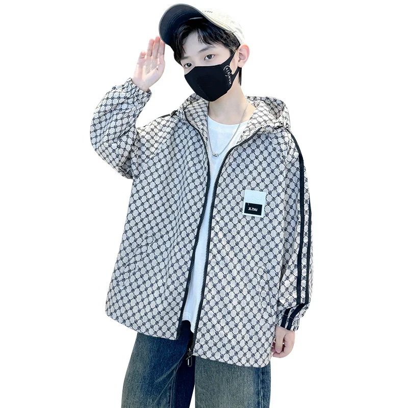 

New Fashion Spring Autumn Hooded Jacket for Boy with Hood Coat Teenage Child Demi-Season Zip Up Hoodie for Kids Casual Outerwear