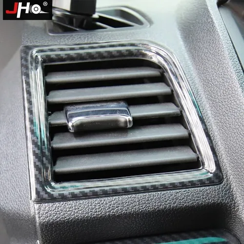JHO Carbon Fiber Style Dashboard Air Vent Trim For Ford Explorer 2013-2017 Interior Decoration Frame Accessories Cover