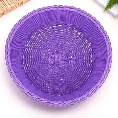 

Plastic Bamboo Fruit Basket Woven Storage Container for Pantry Food Bin Household Bright Decorative Home Bakery Shop Office Mall