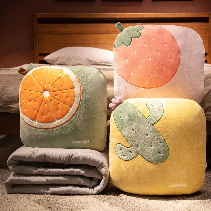 Multifunctional 2 in 1 Pillow Blanket Soft Warm Foldable Throw Cushion for Sofa Travel Office Car Daily Rest Use