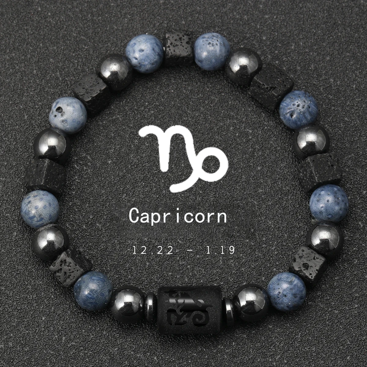 12-Sternbild-Armband aus natürlichen blauen Korallen-Lavasteinen, Steinperlen, für Männer, Paare, Seil, Freundschaft, Sternzeichen