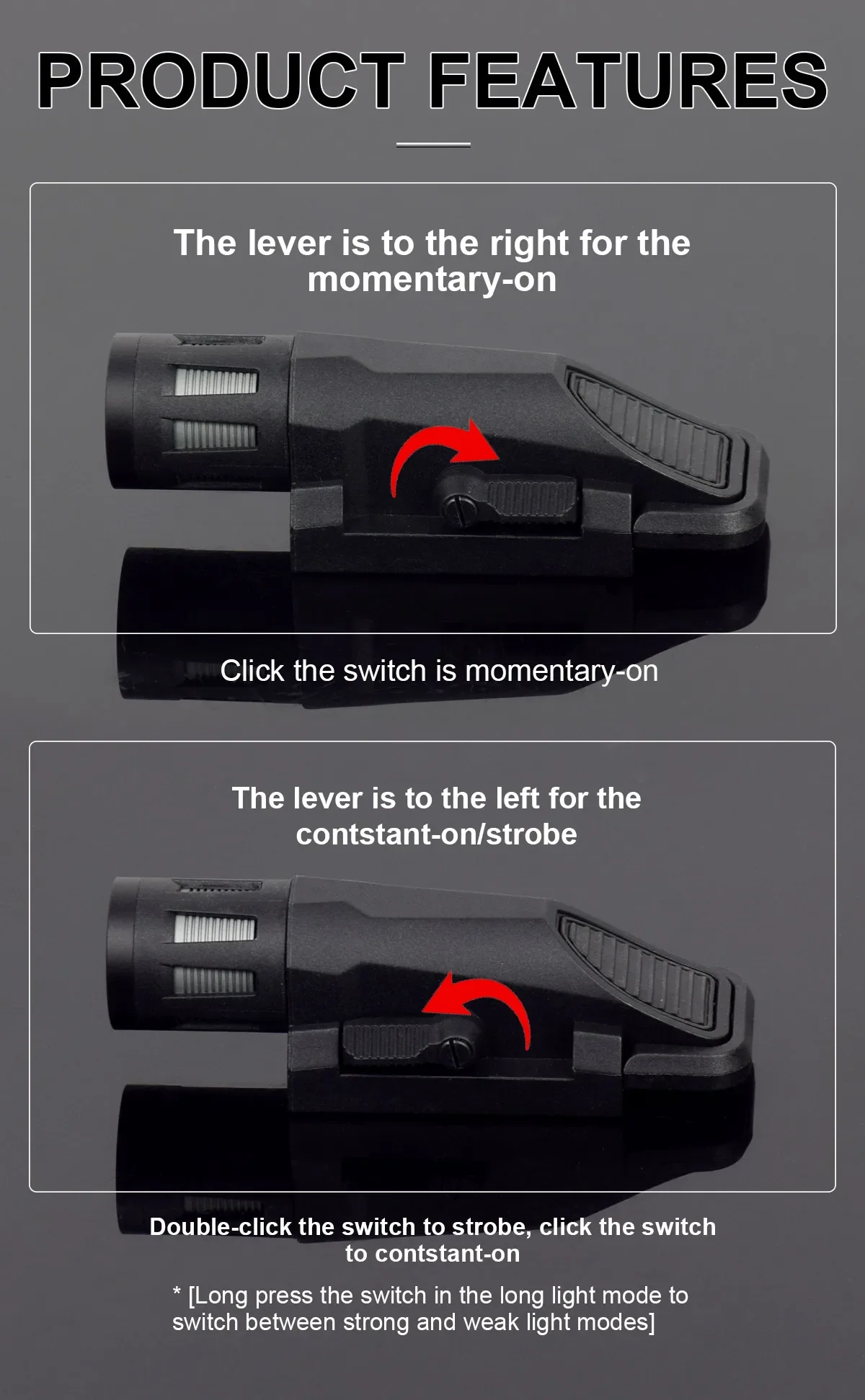 Instrucción táctica APL APL-C arma luz Airsoft Rifle estroboscópico LED antorcha ajuste 20mm Rail pistola AR15 AK47 linterna de caza