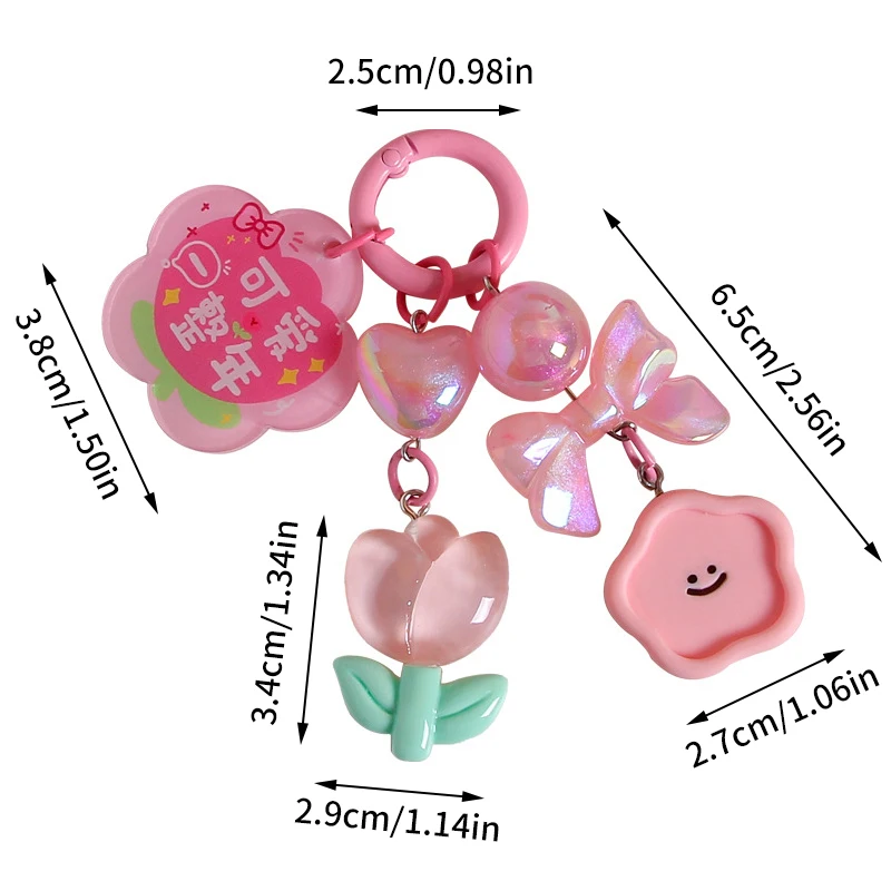 Cute Keychains For Bag Earphone Case Sweet Flower Tulip Cloud Pendant Car Keyring Charms Accessories Gifts