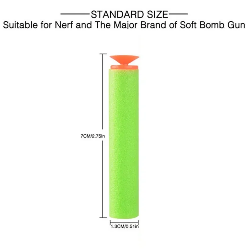 Conjunto de dardos compatíveis com elite arma de brinquedo nerf, 100 peças, 7,2x1,3 cm, verde