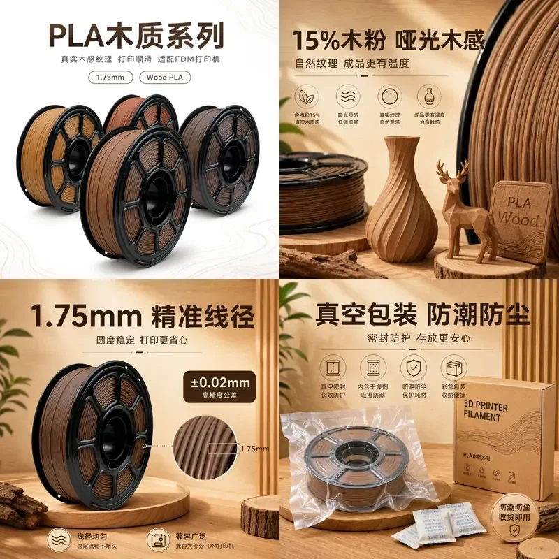 2026 hot sale Factory direct sales PLA wood with real wood powder printing silky adaptation Tuozhu Skyworth batch net weight