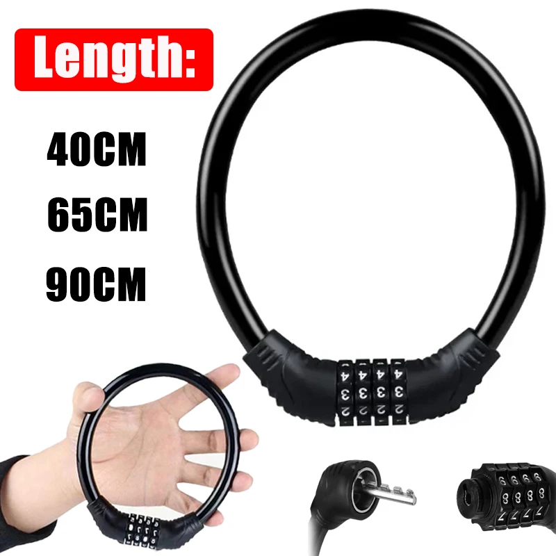 

Велосипедный горный велосипед, портативный безопасный 4-значный кодовый замок, противоугонный замок, черное кольцо, кодовый замок, детали мотоцикла