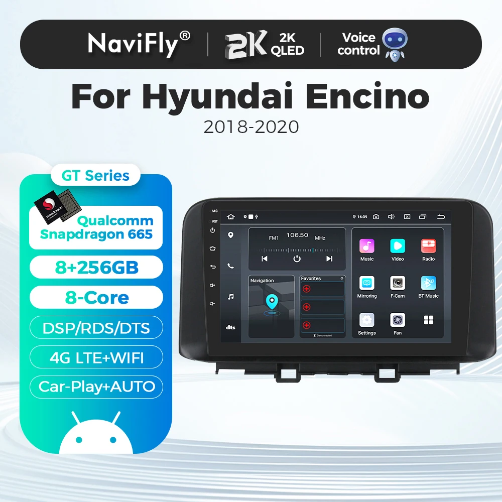 Android 14 Car Multimedia Player For Hyundai Encino Kona 2018 2019 2020 Autoradio Wireless Carplay GPS Navigation Player 5G WIFI