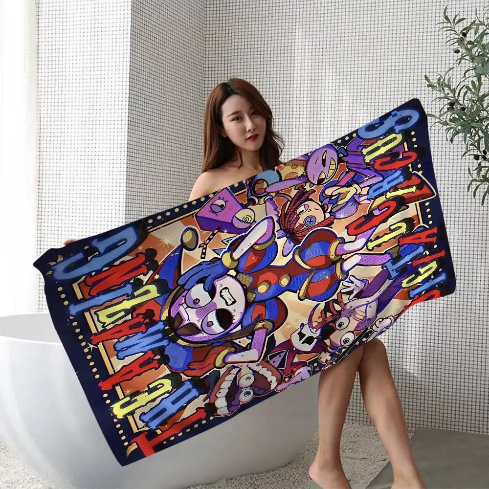 Animation A-Amazing D-Digital Circus Microfiber Printed Beach Towel Mountain Climbing Yoga Beach Soft Towel