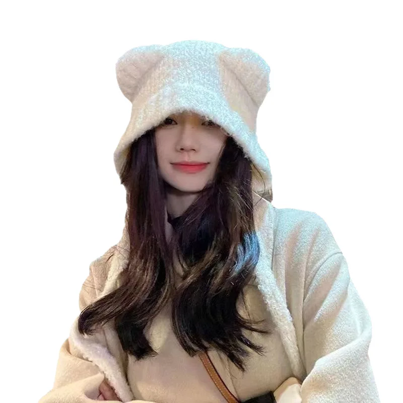 الشتاء النساء قبعة تدفئة لطيف الدب على شكل قبعة الأذن حماية الباردة والدليل على ودافئة محبوك قبعة يندبروف الحجاب قبعة