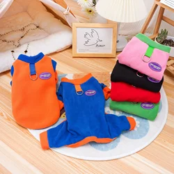 Autumn Winter Contrasting Four Legged Pants Pet Jumpsuit Little Dog Clothes Contrasting Patchwork Jacket Teddy Bear Small Dog