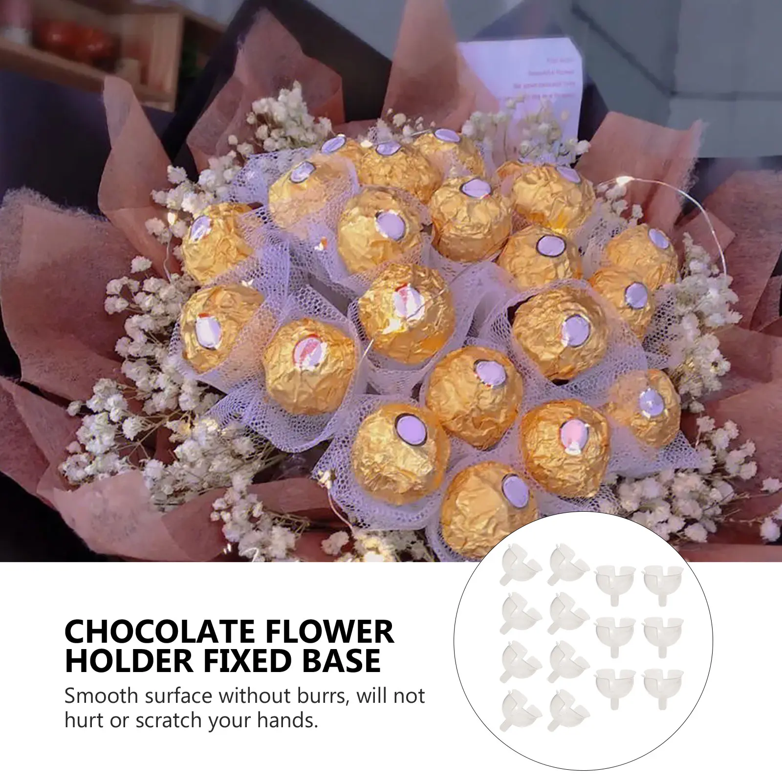 

60pcs Ball Base Portable Candy Bouquet Support Round Chocolate Tray Diy Chocolate Holder Flower Packaging Cup Truffle Fixed Base