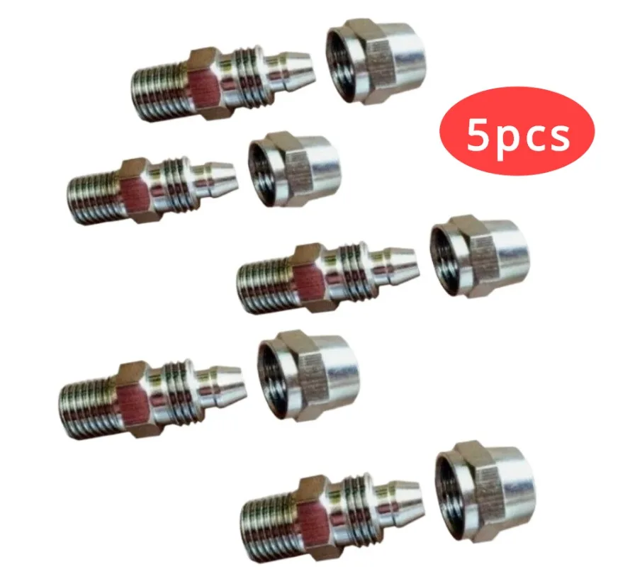 

5PCS Tire Tyre Changer Machines Parts Air Pipe Fittings Connector Valve Metal