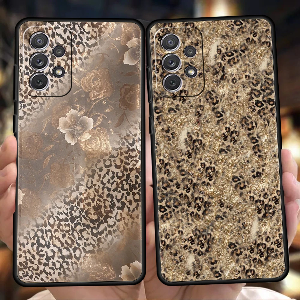 Leopard Print Phone Case for Samsung Galaxy A17 A15 A13 A22 A23 A25 A32 A33 A35 A51 A53 A55 A71 A72 5G SOFT TPU Shell Fundas Bag