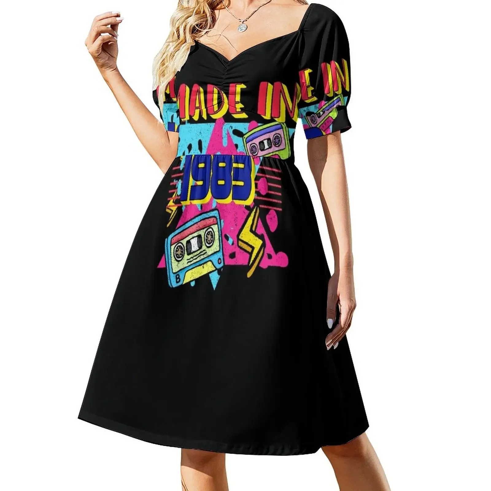 Made In 1983 Rad 1983s Vintage 80's Costume Party neon party 1983 39Th Birthday 39 Year Old Men Women Essential Sleeveless Dress