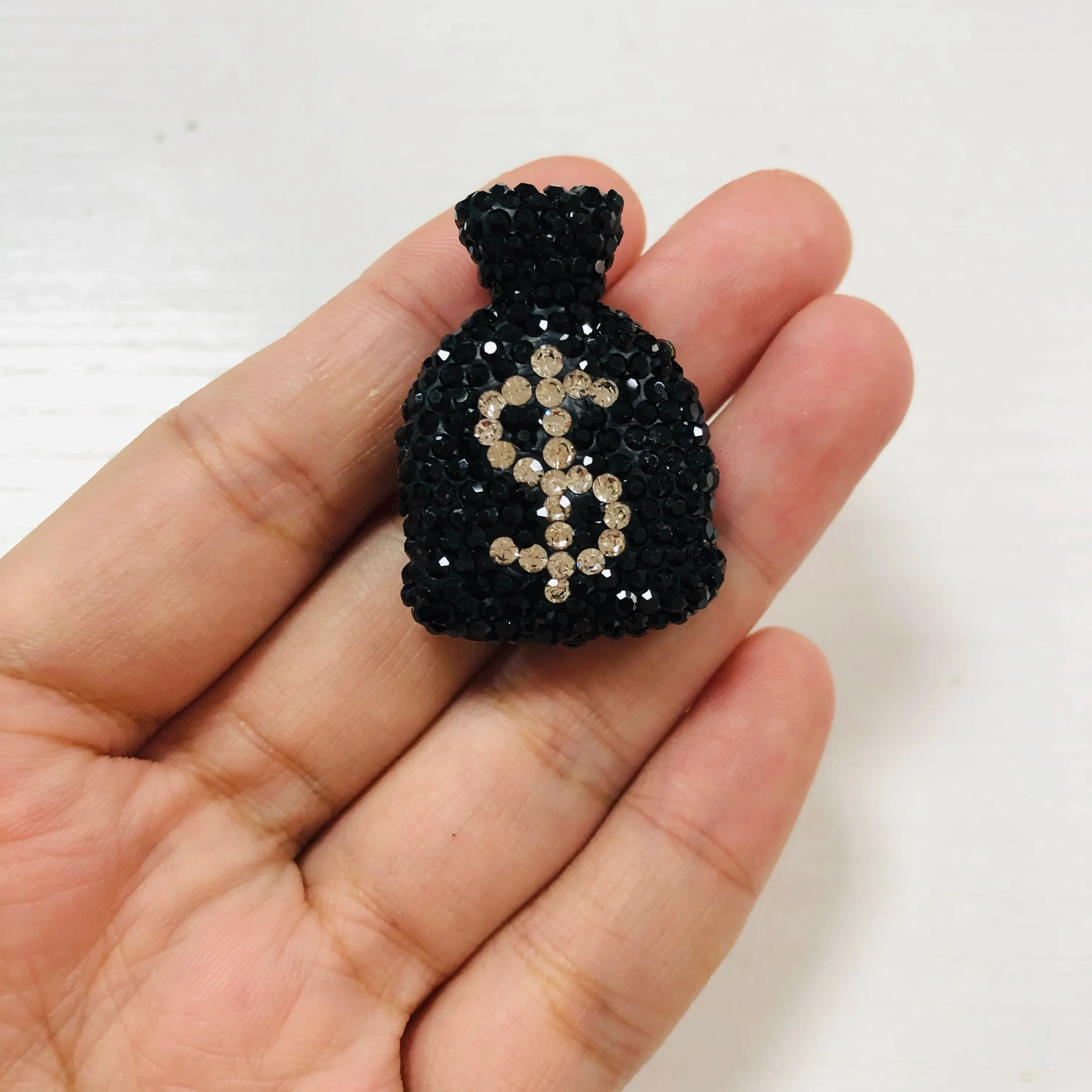 2 pçs retro legal série preta cereja borboleta saco de dinheiro arco parte traseira plana strass encantos lixo caso do telefone espelho decorações