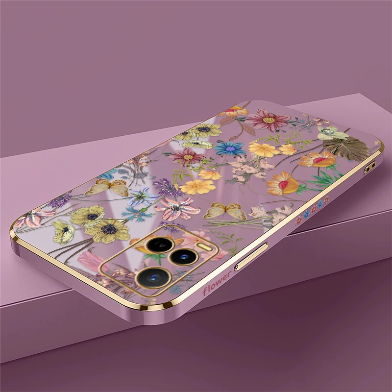 Case For Vivo V19 V17 Russia V15 Pro V11i V11 Pro V9 V5S V5 Lite V7 Plus Beautiful Colorful Flowers Silicone Plating Cover