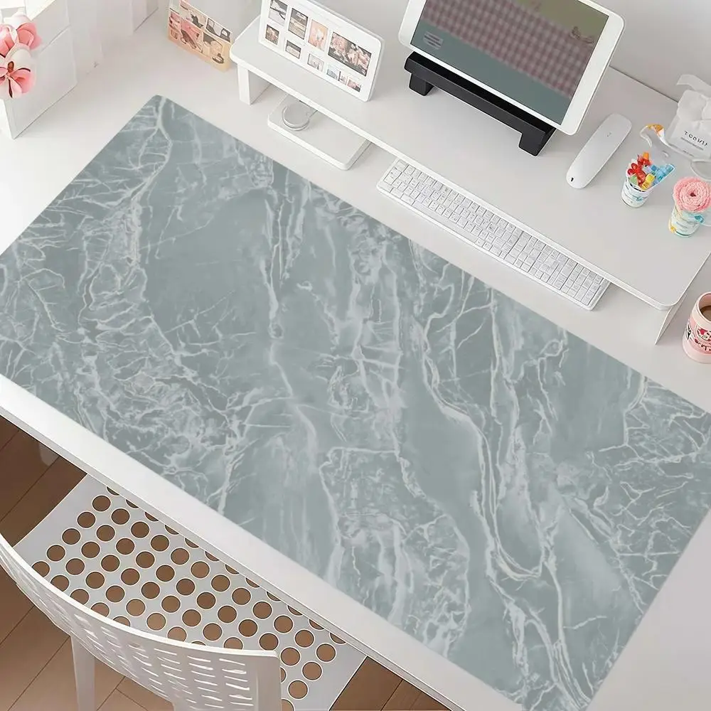 Green Vein Minimalist Marble Texture Large Size Table Mat Mousepad For Laptop Office Desktop Workstation