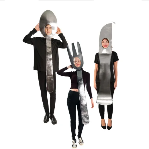 Cosplay Halloween Bühnenauftritt Outfit Lustige Requisiten Suppenlöffel Gabel Ethnisches Kostüm Damen Spezial Herbst 2025