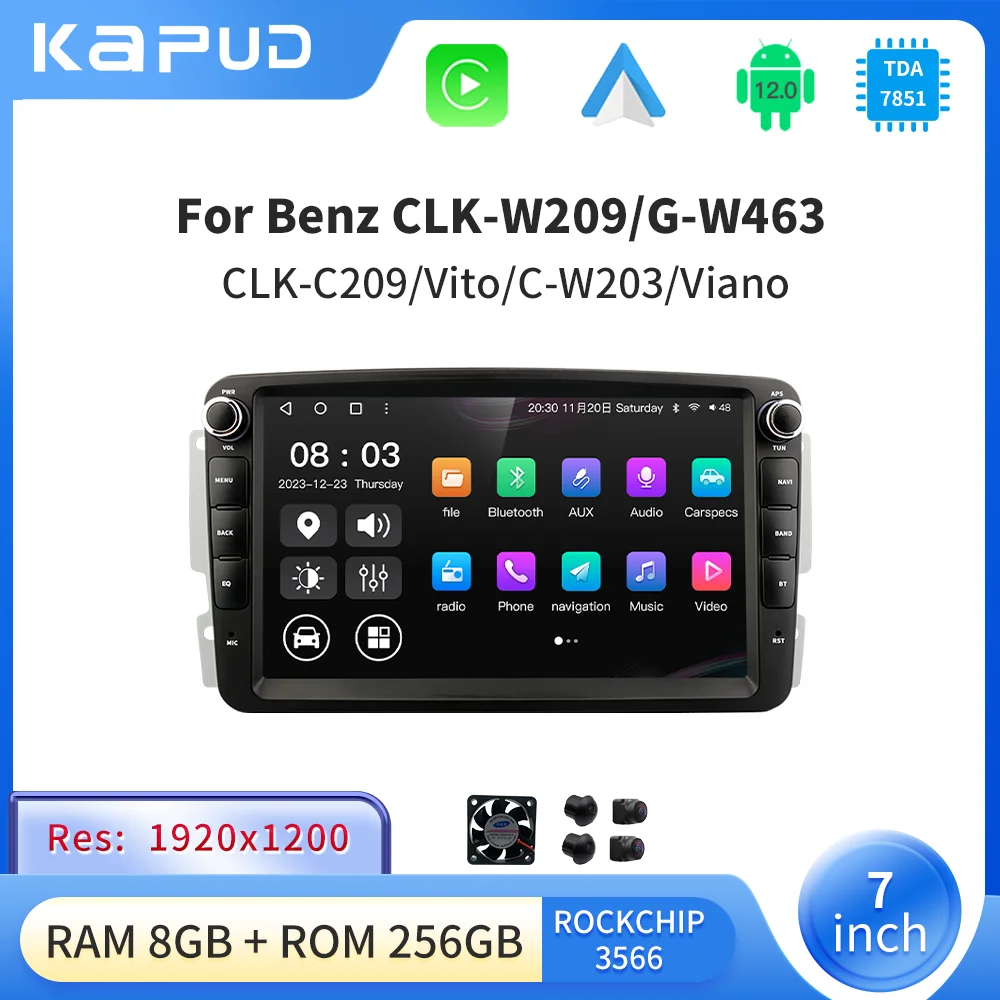 Kapud Android 12 Car Multimedia Radio Player 360 Camera For Mercedes Benz W203 Vito W639 Vaneo CLK W209 CarPlay AUTP Navigation