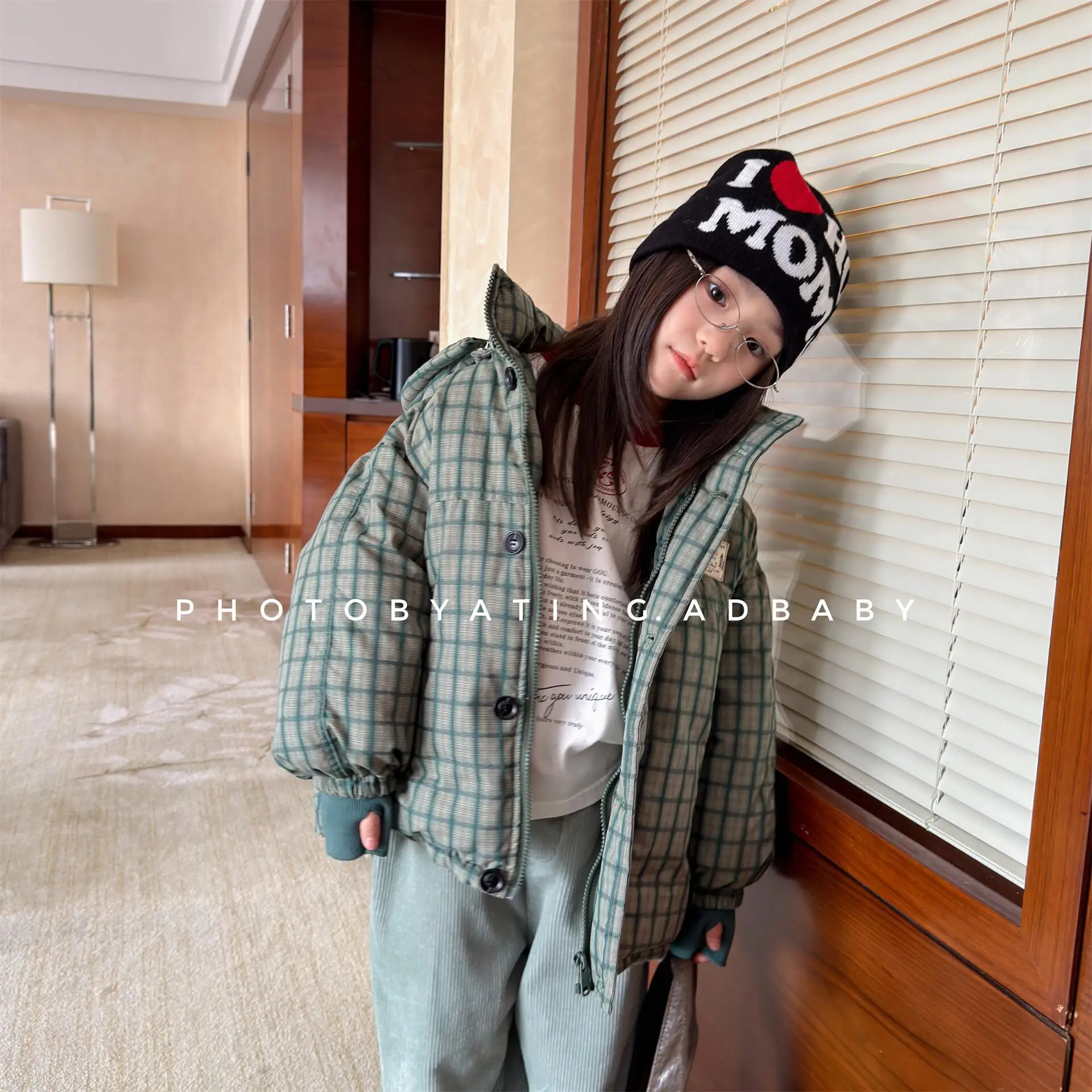 2026 Winter New Children Down Jacket Boys Warm Hooded Plaid Coat Plus Velvet Thick Girls White Duck Down Jacket Kids Clothes