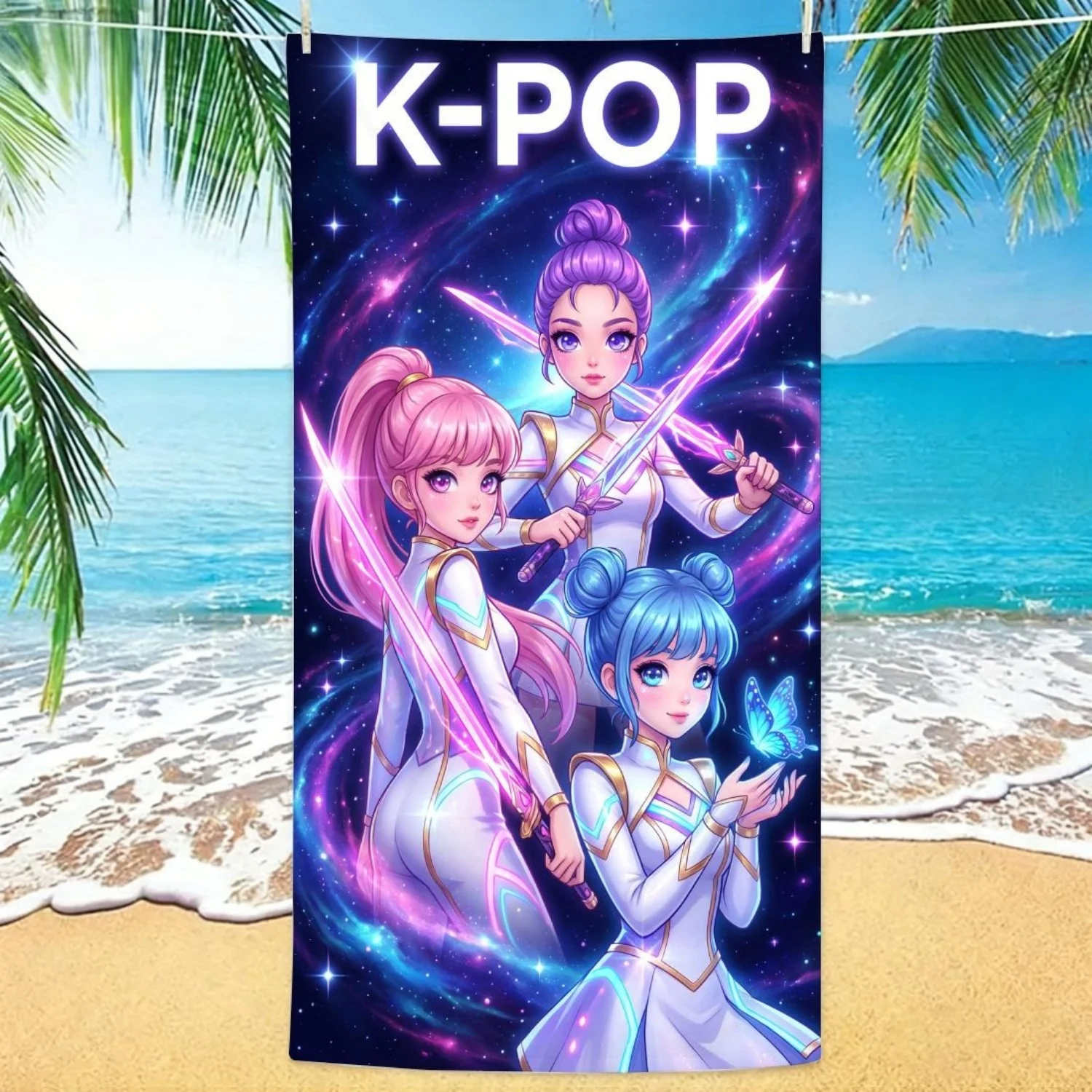 

Пляжное полотенце из микрофибры (1 шт.) для пляжа и плавания, с принтом в стиле K-Pop групп, для взрослых и детей