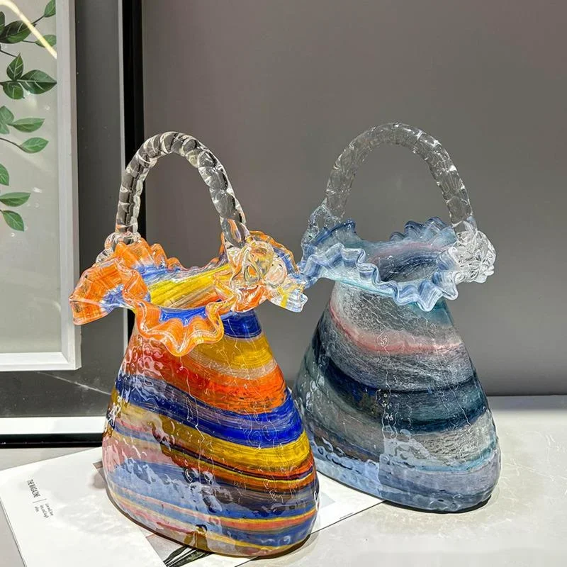 Simple Fashion Stained Glass Basket Flower Bottle Ornament Table Hydroponic Flower Ware Nordic Home Decoration