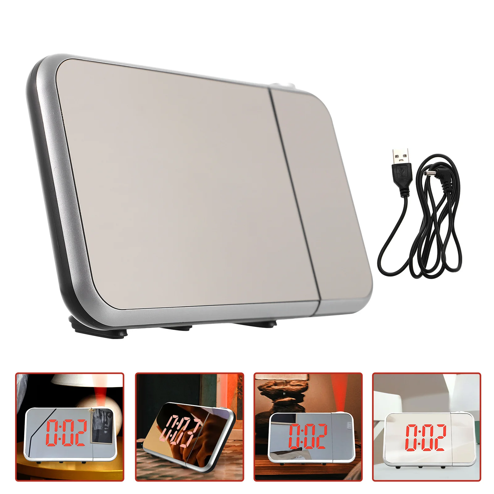 

1Set Projection Desk Clock Electronic Digital Alarm Clock No Stable Base Bedroom Dormitory Home Display