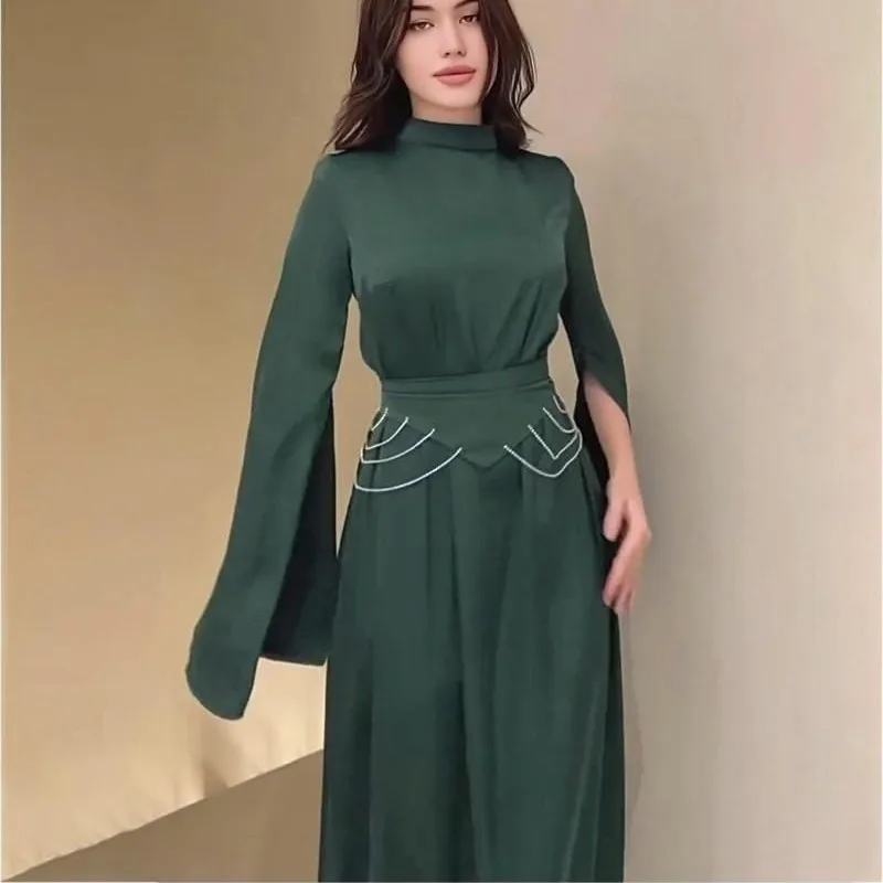 Muslim Women Party Dress Jalabiya Vestidos Abaya Dubai Saudi Morocco Eid Long Robe Ramadan Modest Solid Dresses Arabic Abayas