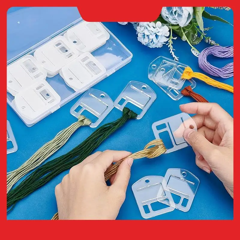 30Pcs Acrylic Embroidery Floss Drop, Clear Embroidery Thread Organizers Slim Floss Bobbins Cross-Stitch Thread Bobbins