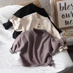 Camiseta informal coreana de manga larga para niños, Camiseta de algodón para primavera y otoño, camiseta inferior para niños