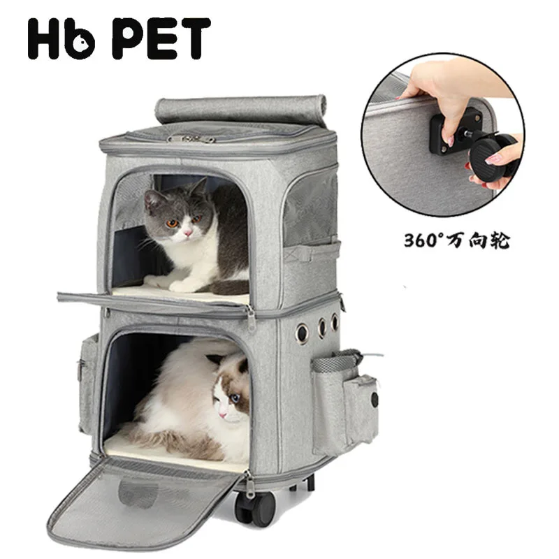 

Двухслойная сумка на колесиках для домашних животных, универсальные складные сумки на колесах для путешествий на открытом воздухе
