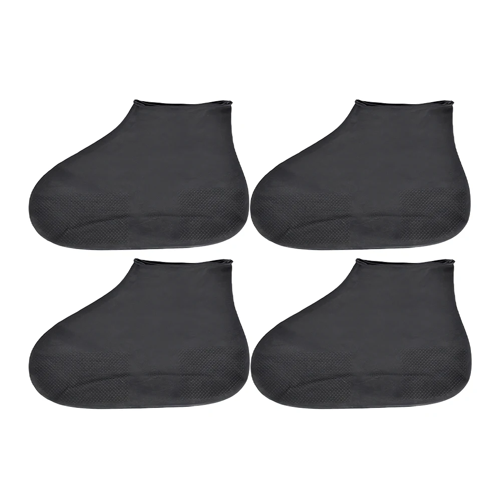 

2 Pairs Sneakers Rain Boot Cover Anti-skid Shoe Covers Heel Waterproof Black Emulsion Travel