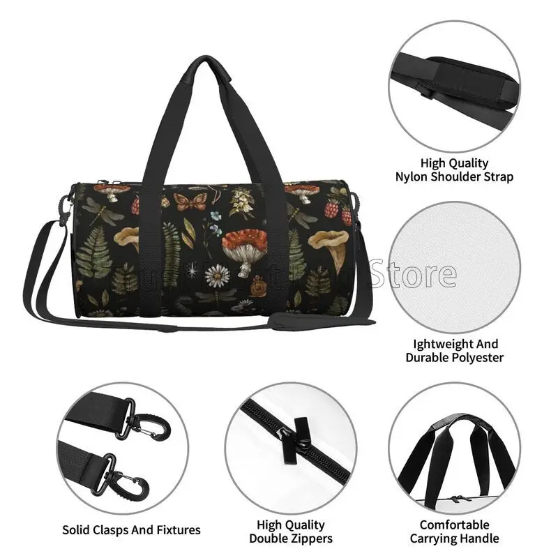 Mushroom-bolsa de viaje Vintage para hombre y mujer, morral deportivo para gimnasio, Yoga y natación, para ir de noche