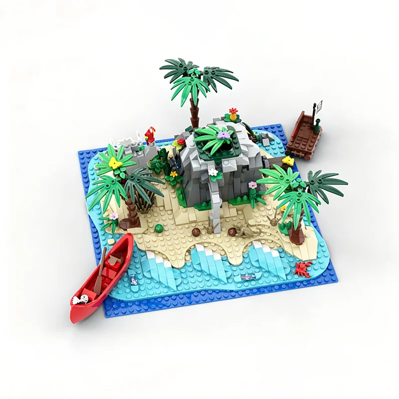 780pcs MOC Pirate Secret Cave Hideout Lookout & Waterfall Lagoon Islanders Pirates Model Building Blocks Christmas Gift Toys DIY