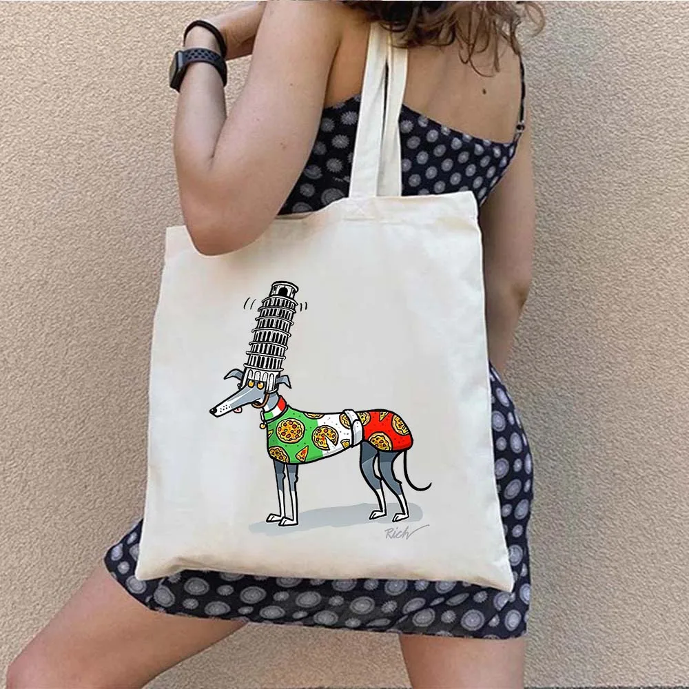 Italia Ciao Bella Pisa Roma Italia Bandiera italiana Palermo Puglia Sardegna Verona Turin Cotone Harajuku Canvas Tote Bag Borsa carina