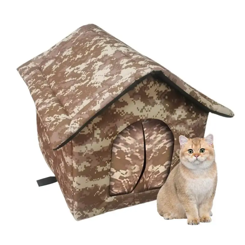 

Outdoor Feral Cat House waterproof oxford cloth dog Shelter Semi closed kitten kennel Sunproof puppy Warm House pet supplies