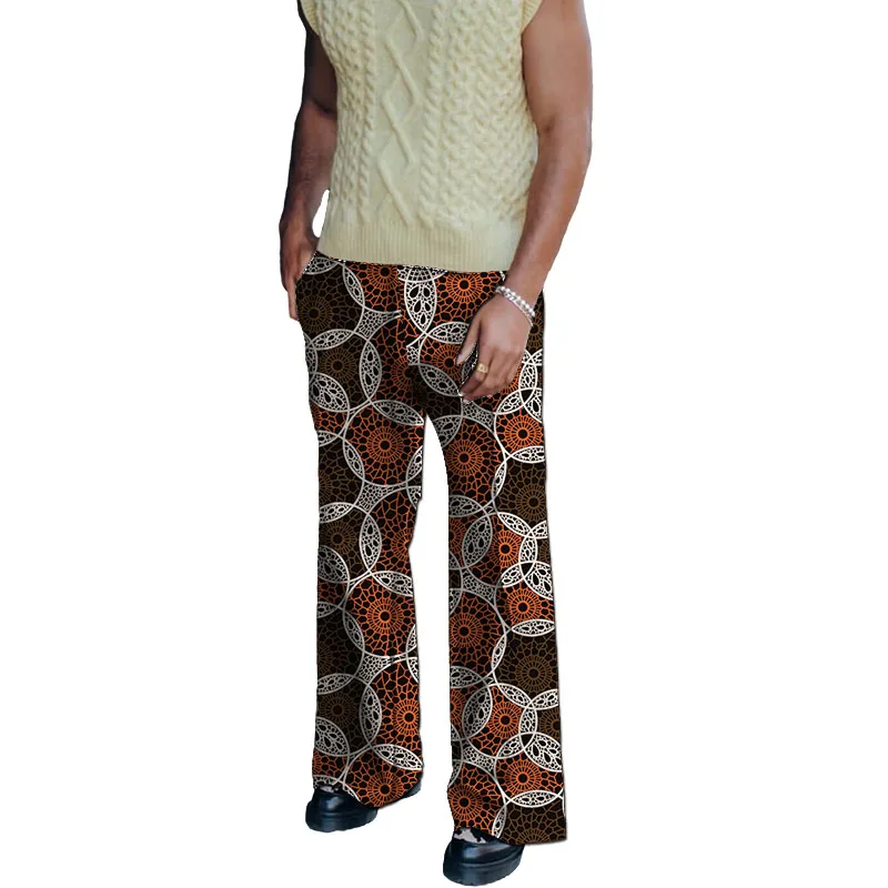Design original calças de alta costura africana calças de perna larga masculina na moda impressão festa wear personalizado desempenho wear