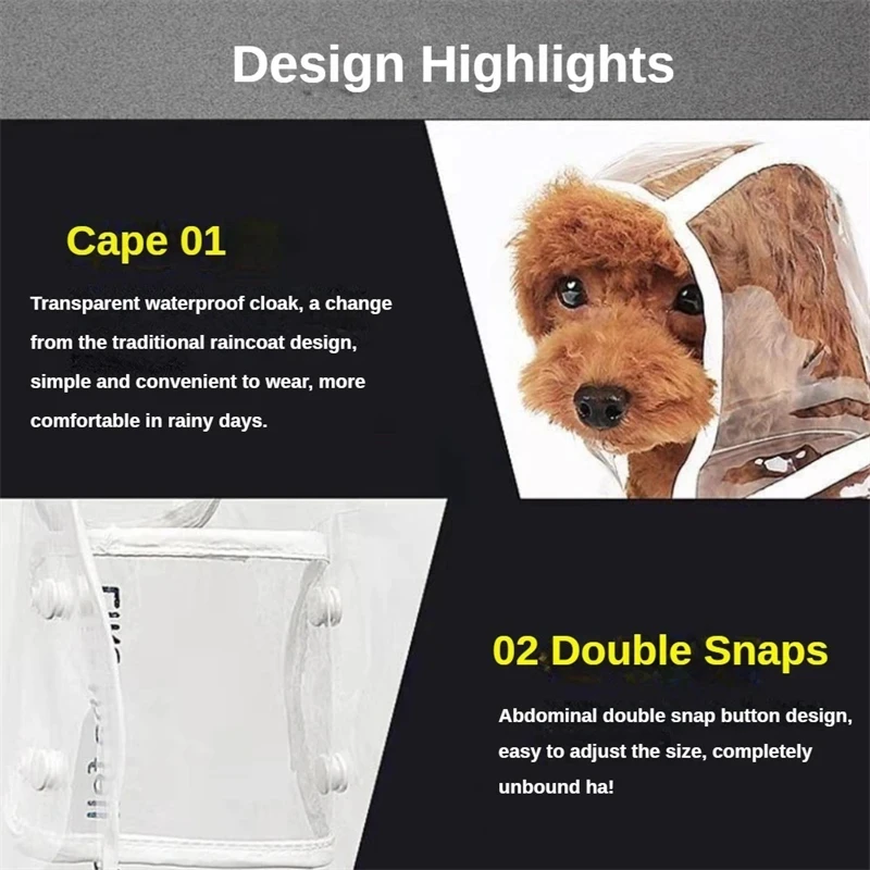 Pet Dog Puppy Transparent Rainwear Raincoat Pet Hooded Waterproof Jacket Clothes Soft PVC Small Dogs Raincoat Puppy Rain Poncho