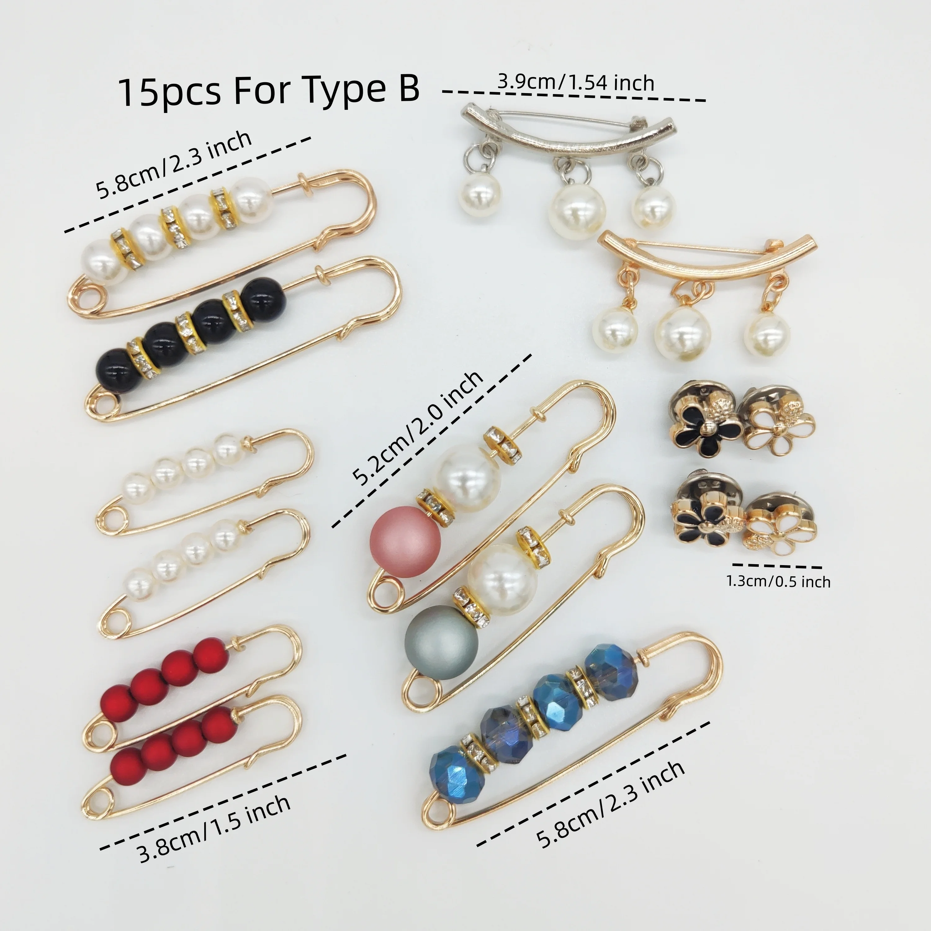 15 Pieces/Set Of Fashionable Pin Brooches, Anti-exposure, Adjustable Waist Size, Practical And Elegant Jewelry