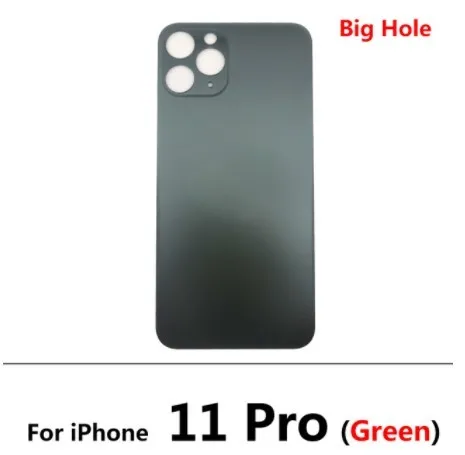 5Pcs，NEW Big Hole Back Rear Door Replacement Housing Case Battery Back Cover Glass with Adhesive For iPhone 11 Pro