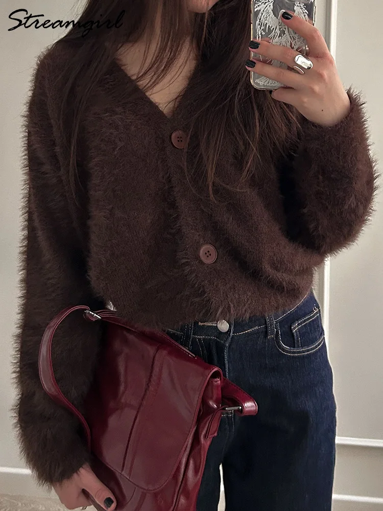 Olive Green Oversized Knit Cardigan Jacket for Women