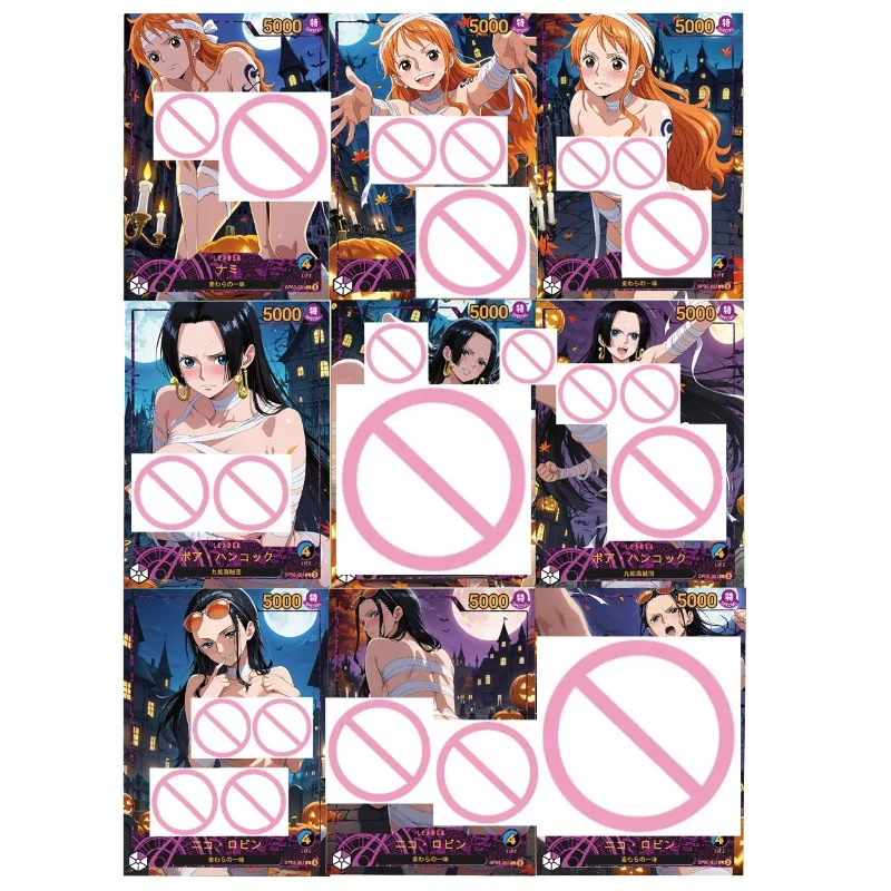 

Набор коллекционных карточек DIY One Piece ACG: Хэллоуин, тема «Богиня в бандажах», складные флеш-карты с Нами, Боа Хэнкок, Нико Робин, аниме-игрушки