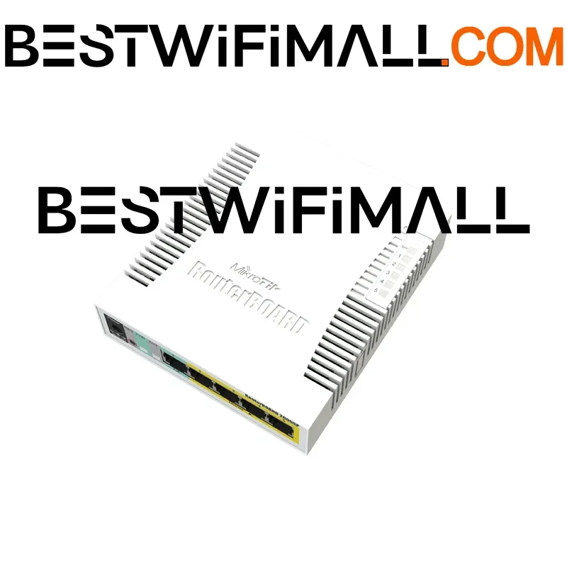 

MikroTik CSS106-1G-4P-1S — альтернативная модель RB260GSP, 5-портовый гигабитный PoE-коммутатор с SFP-портом, пластиковый корпус, SwOS.