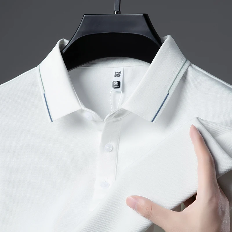 

Mulberry Silk Long Sleeved T-shirt Men's Lapel Polo Shirt 2026 Spring New Item on Clothes Men