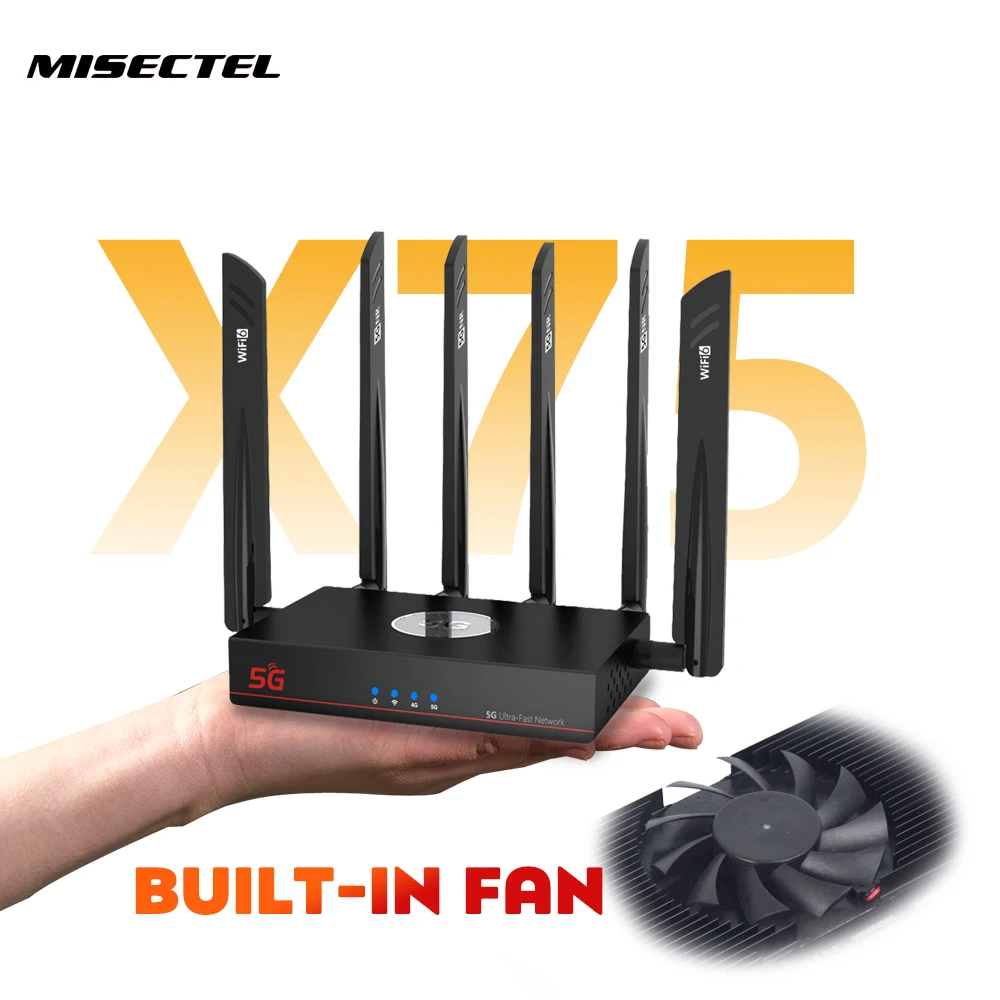 ZXY Hot Sale M12K75 SDX75 5G Wifi6 RM551E Router Dual Sim Card Slot Cooling Fan IMEI Change for 4G/5G VPN New 5G CPE Router for